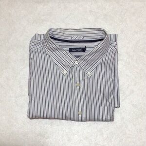 Nautica Oxford Stripe Long Sleeve Button Down Shirt, Size 3X.